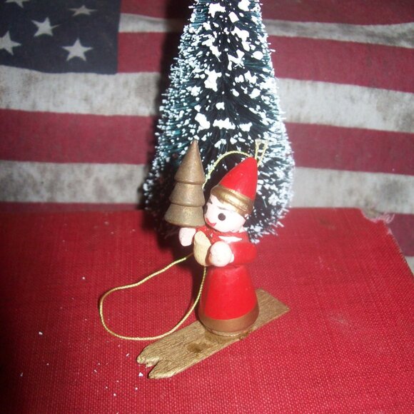 Vintage Miniature Wood Christmas Ornament - Miniature Tree Ornament- - Picture 3 of 5